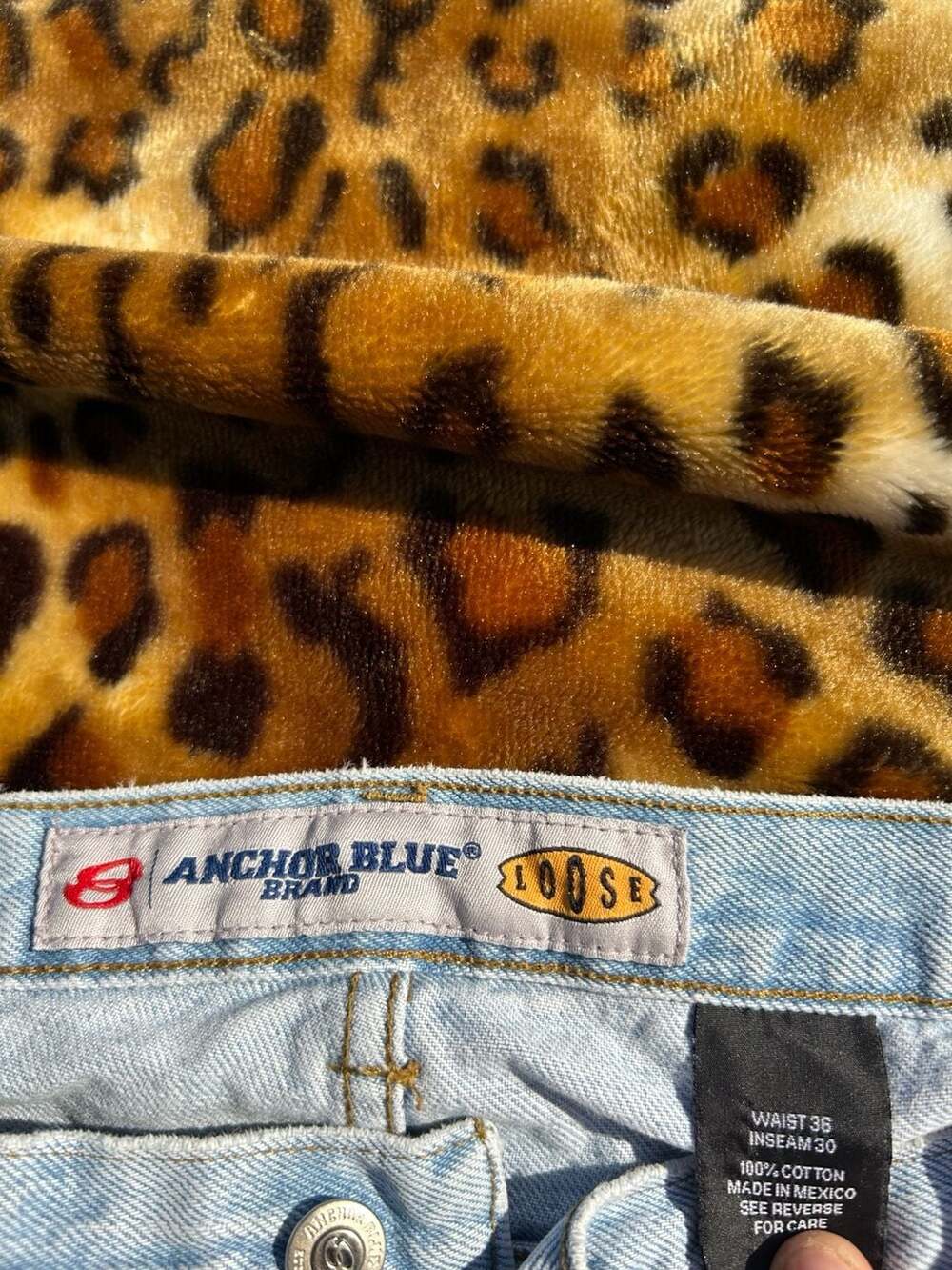 Vintage Anchor Blue Loose Fit Light Wash Jeans 36x30 Baggy Surf Wide Leg